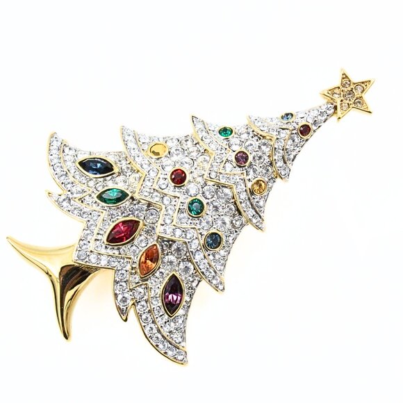 Illustrious SWAROVSKI Signed Designer Pave´Crystal Christmas Tree Brooch - Picture 2 of 8